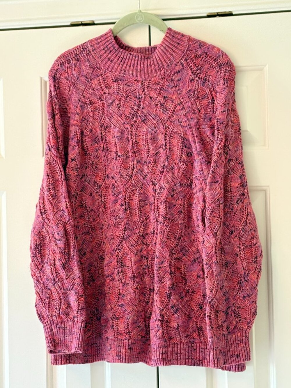 NWOT J. Jill Wearever Chunky Cable Knit  Pink Purple Sweater  Sz M